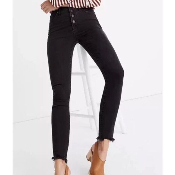 Madewell 10" High-Rise Skinny Berkeley Black Denim Jeans Women's Size 28 - Picture 1 of 14